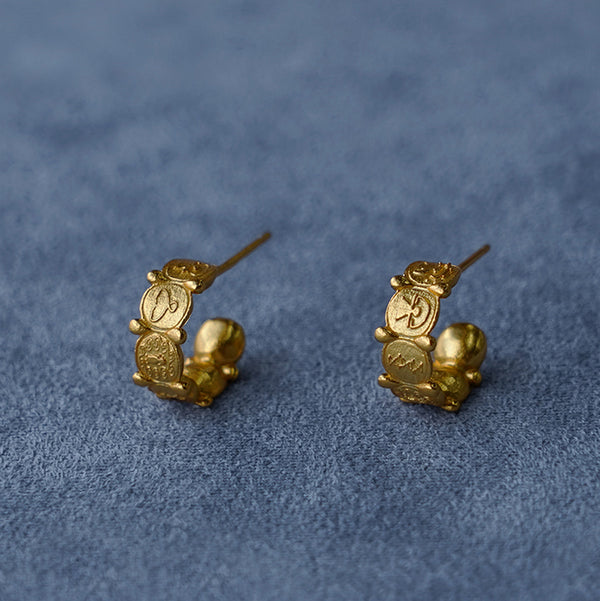 SALE E PEPE Sterling Silver/Gold Plated Picture Earrings SEP-SP04E20-JIN Gold (SP04E19)